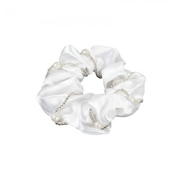 Haarknotband satijn wit 145013